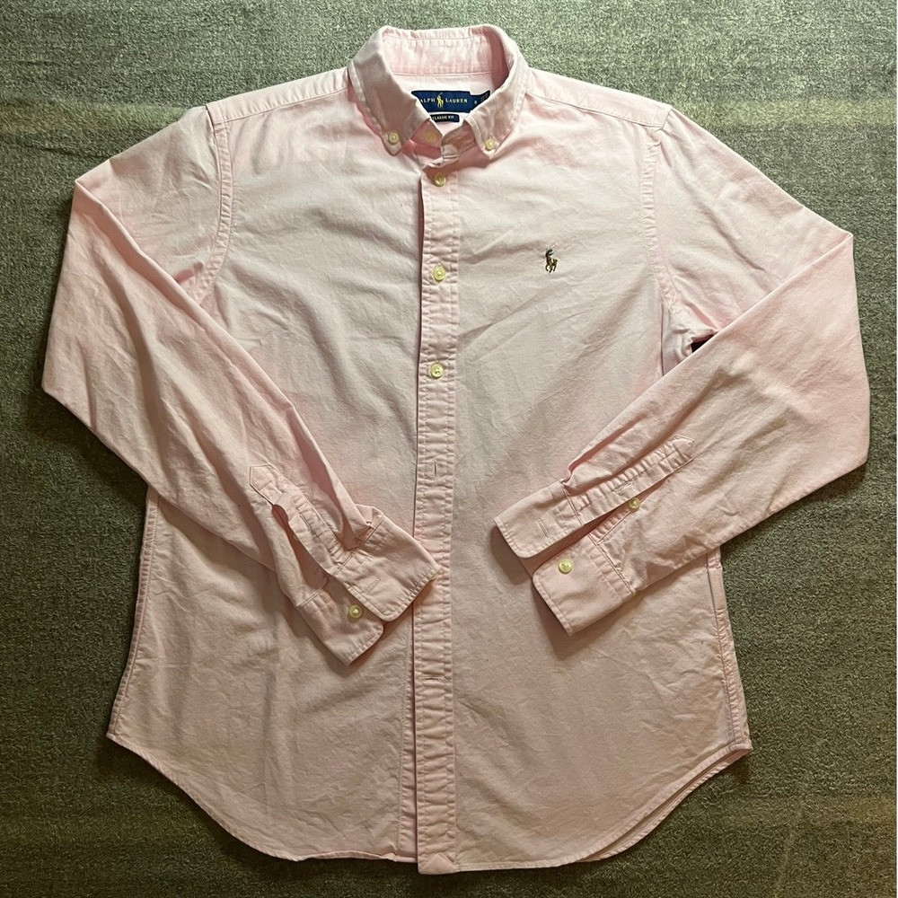 Ralph Lauren Classic Fit Pink Oxford Button Down Shirt Boys Size 8 Pony Preppy